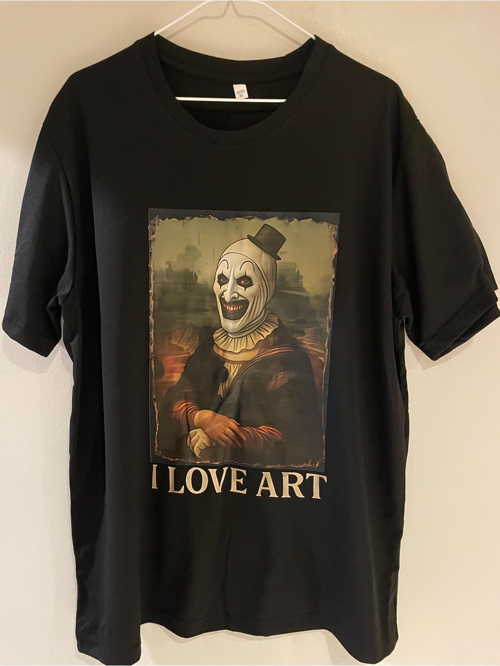 Art the Clown Terrifier 'I Love Art' Mona Lisa pose Portrait t-shirt vinyl print